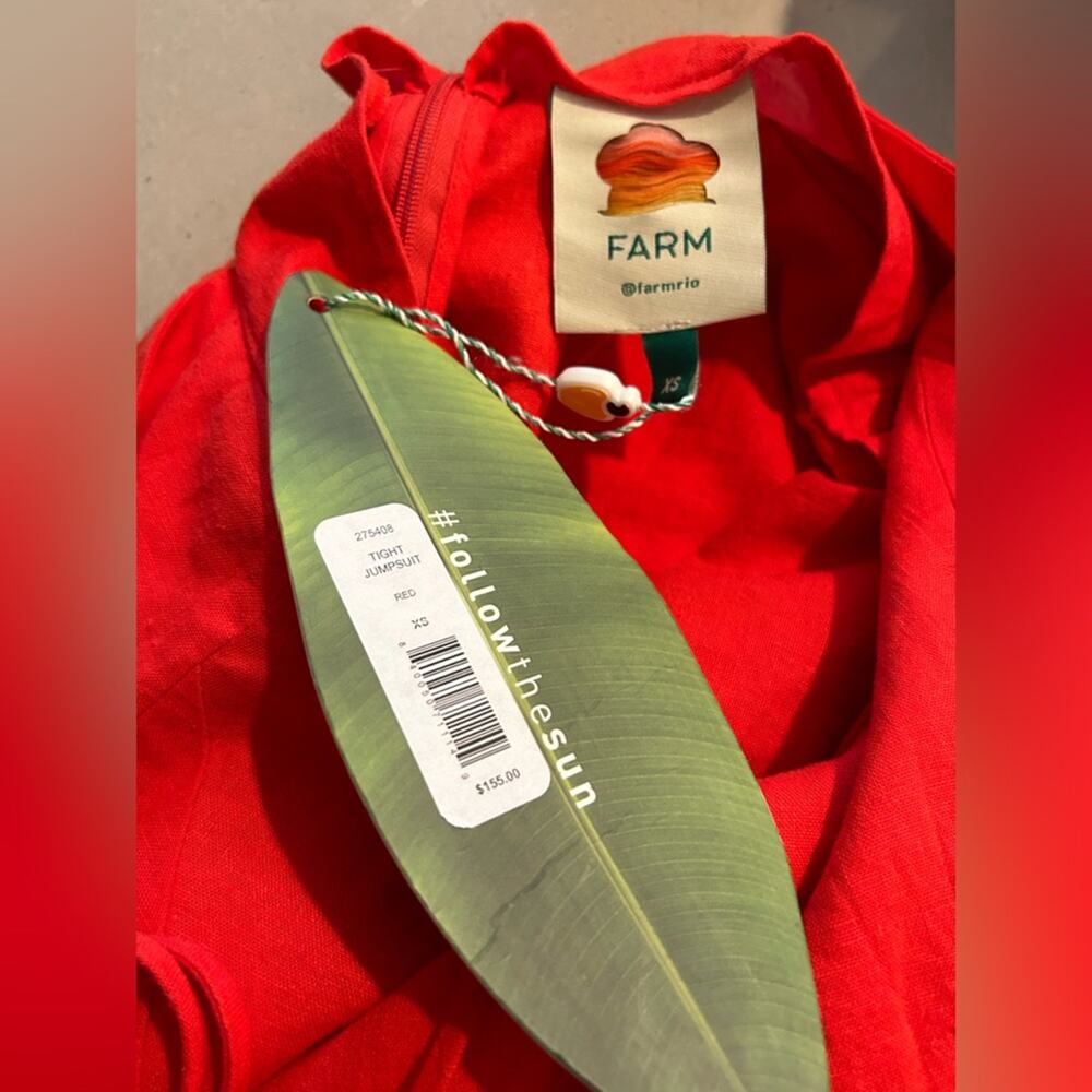 FARM Rio Red Short-Sleeve Jumpsuit - Picture 8 of 14